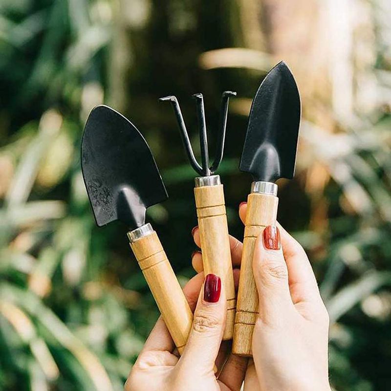 Garden Set Rake Tip Shovel Large Garden Tools Three piece Mini shovel_voghion.com