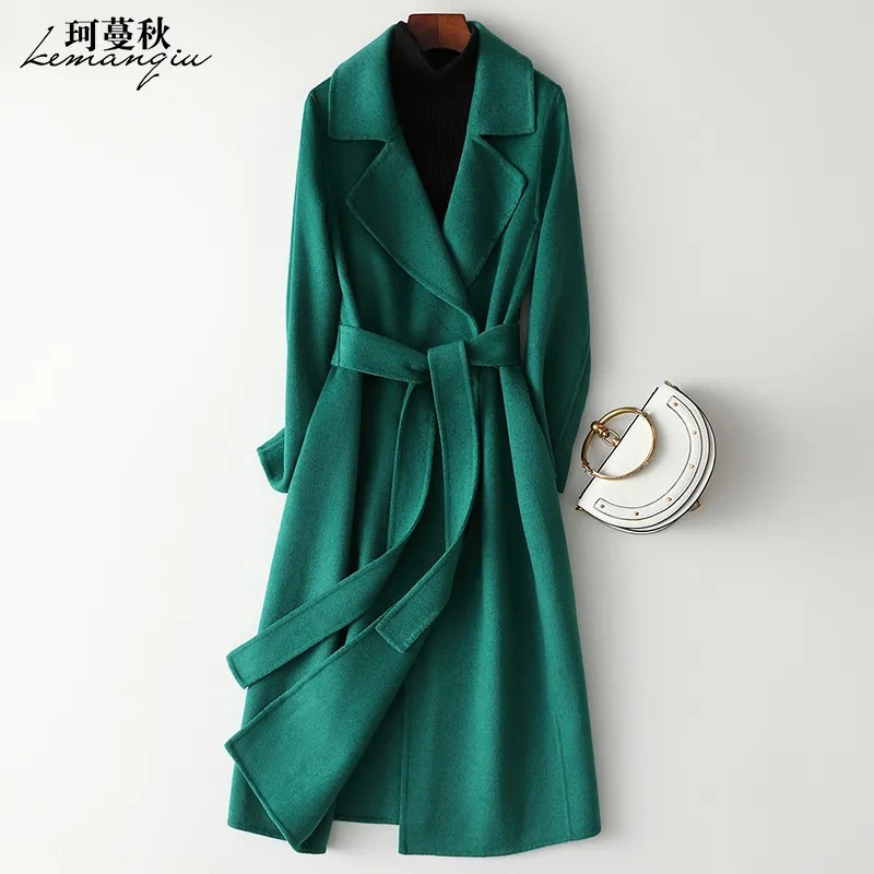 Abrigo largo de lana de una sola capa con diseño de dragón y fénix, con lazo hasta la rodilla, nuevo estilo 2023, chaqueta de lana adelgazante para tallas pequeñas._voghion.com