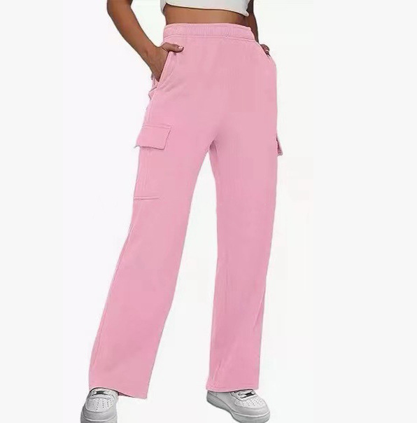 Pantaloni lunghi larghi da donna tuta sportiva casual a vita alta pantaloni dimagranti a gamba dritta a gamba larga_voghion.com