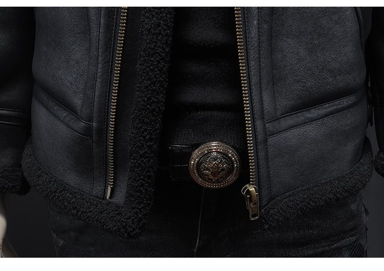 Giacca oversize da uomo con fodera in montone – Cappotto invernale spesso con interno in pile (nero, vestibilità comoda, M-5XL)_voghion.com