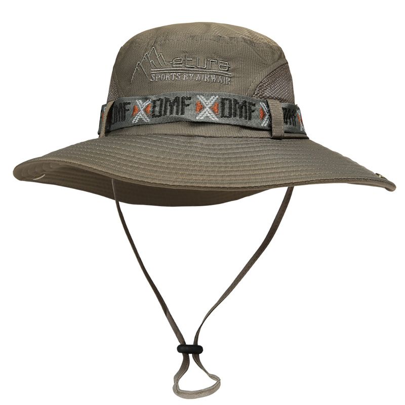 Mote Sommer Herre Bøtte Utendørs UV-beskyttelse Bred Brem Panama Safari Jakt Fotturer Mesh Fiskerhatt Strand Solkrem Cap_voghion.com