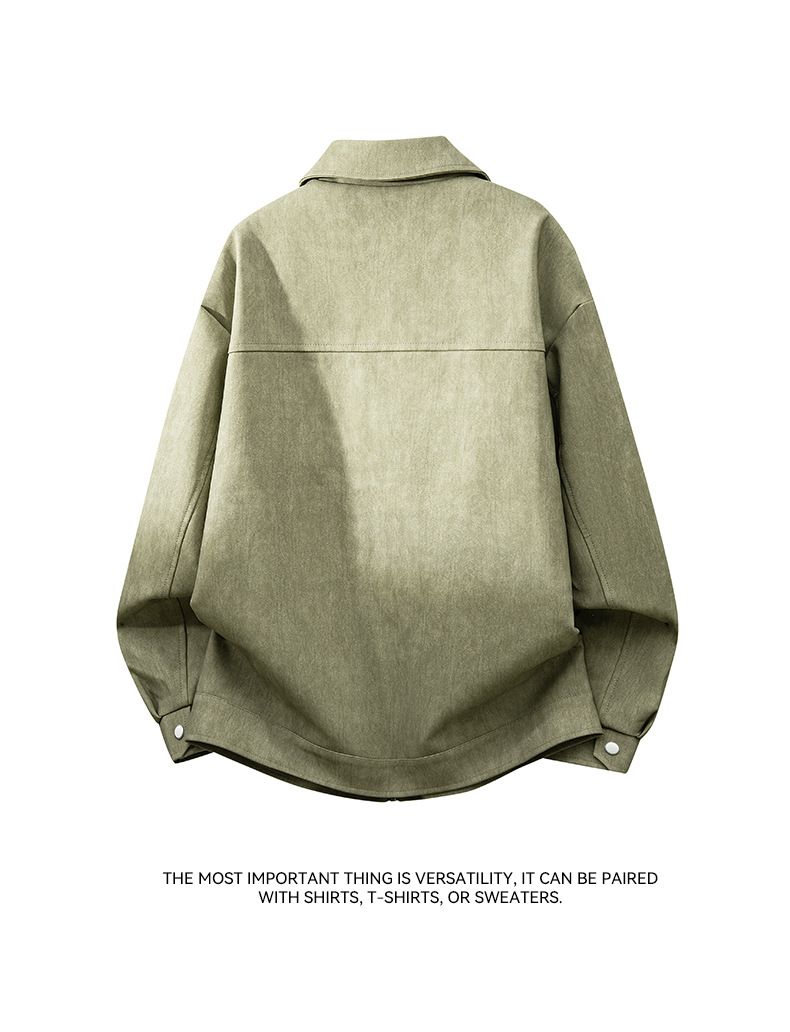 Giacca da motociclista ampia con cerniera e revers, stile retrò, stile americano, con motivo tie-dye, in similpelle, stile vintage, stile americano_voghion.com