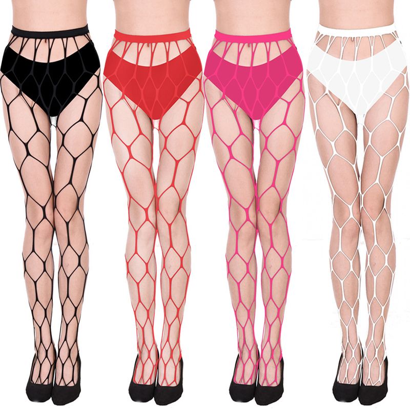 2025d Sexy Fishnet Tights With Wide Edges, Transparent Hollow Design, Large Holes W011_voghion.com