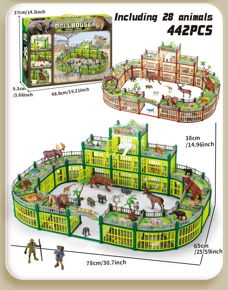 Mother & Kids DIY Dinosaur Park Playset With Realistic Animal Figures & Battle Arena – Educational STEM Toy For Kids Ages 4-6, Creative Building Fun_voghion.com