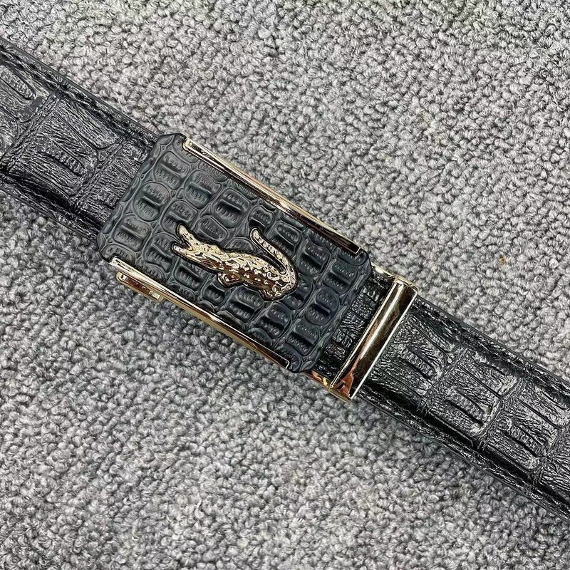Belt Men's alligator pattern automatic buckle Men's belt Simple casual high-end men's belt_voghion.com