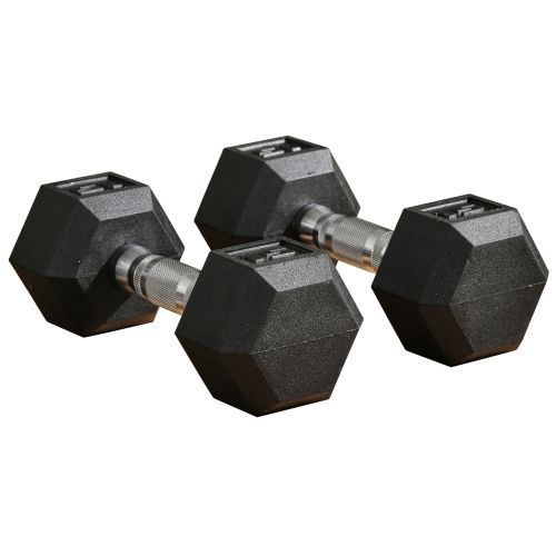 Soozier 2 X 15lbs Hex Dumbbell Set Of 2, Rubber Weights Exercise Fitness Dumbbell With Non-Slip Handles, Anti-roll, For Women Or Men Home Gym Workout_voghion.com