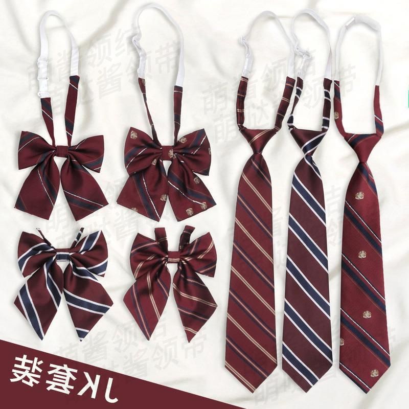 Abito JK Lazy No-Tie stile college giapponese a righe marrone da uomo uniforme accademica papillon rosso per donne coppie_voghion.com