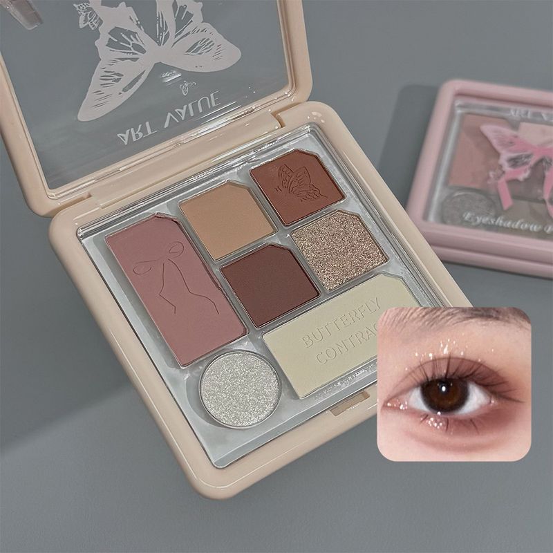 Art Value Butterfly Contract Multi-Functional Eyeshadow Palette Pearlescent Glitter Matte All-in-One Non-Flying Powder_voghion.com