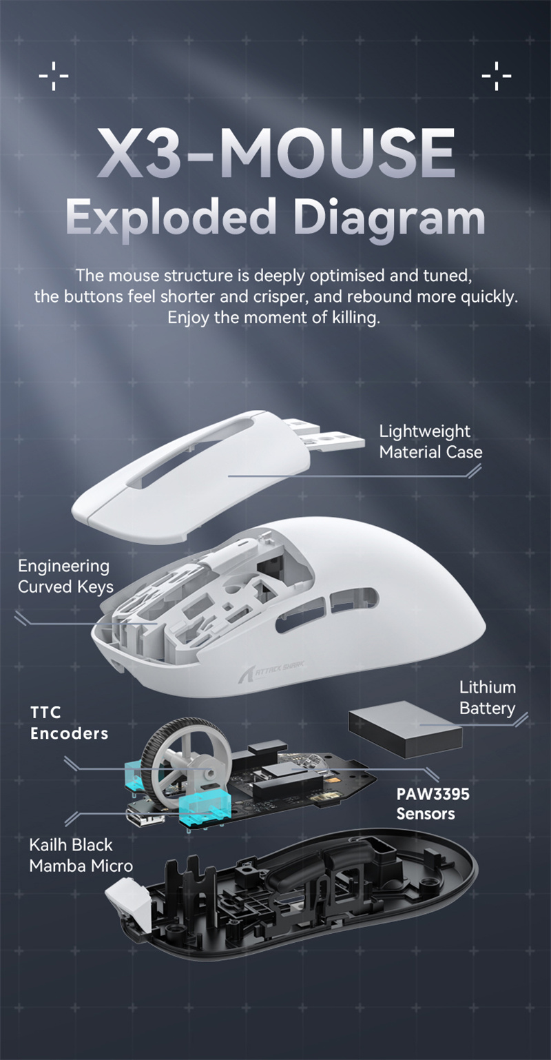 X G Neue kabellose Bluetooth-Maus mit drei Modi, leichte Maus mit Pfotensensor, H Enduring Endurance G_voghion.com