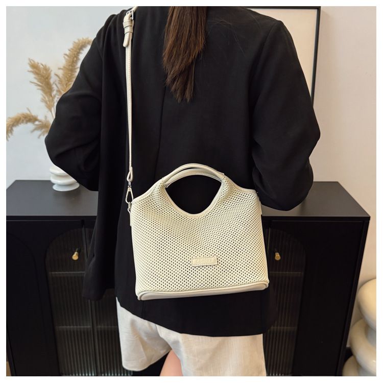 Borsa a secchiello con motivo a righe per donna, borsa da spiaggia casual in stile vacanza di grande capacità, tracolla singola_voghion.com