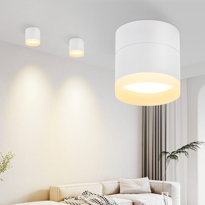 Glitzerlife Aufbauspot LED Aufbaustrahler Rund - Weiß Deckenstrahler 5W Kleine Spots Aufbauleuchte GX53 Warmweiß Flach Aufputz Strahler 3000K Acryl Deckenlampe_voghion.com