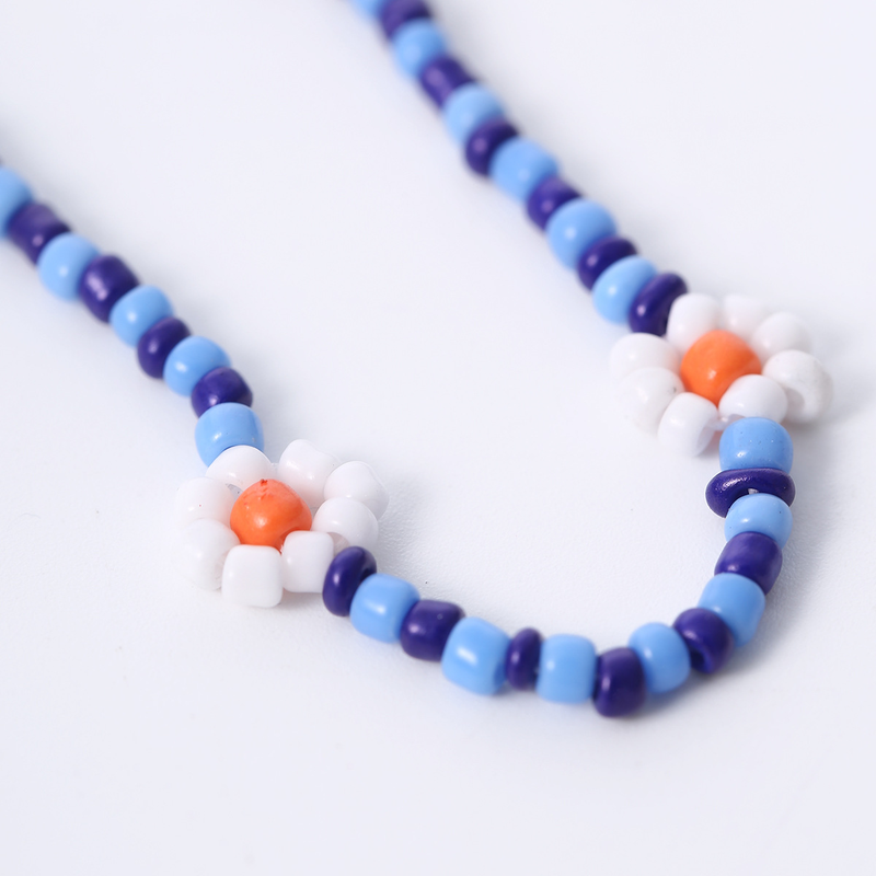 Collana da donna in stile bohémien con fiori a margherita colorata, semplice collana con clavicola con perline retrò femminile_voghion.com