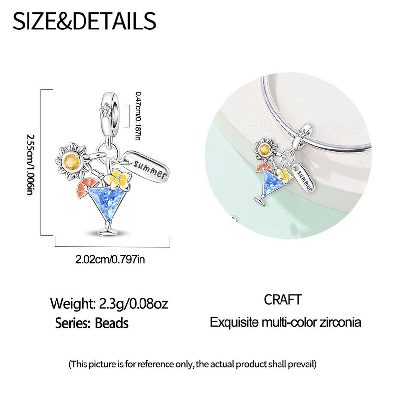 Women's Jewelry Travel Style Summer Cocktail Bag Charm Beads DIY Jewelry Accessories Bracelet Copper Plated Silver_voghion.com