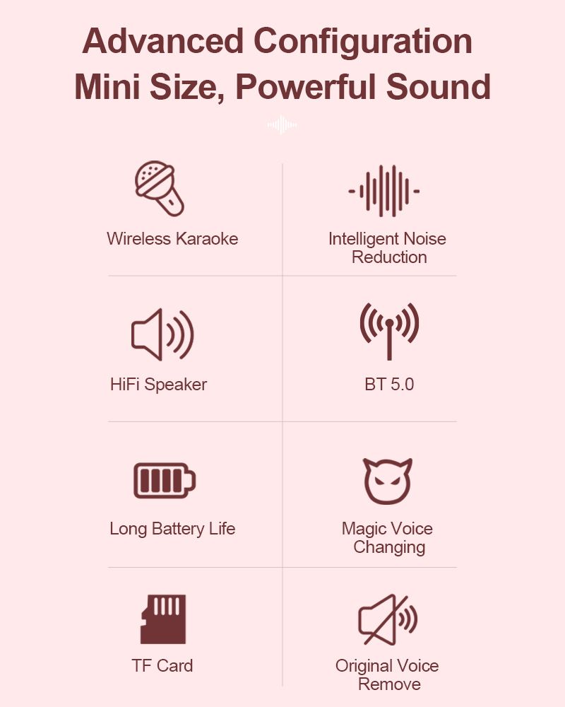 Mini-Bluetooth-Lautsprecher mit Karaoke-Mikrofon – Tragbarer Desktop-Lautsprecher zum Singen für Kinder und die ganze Familie (kompakt und kabellos)_voghion.com