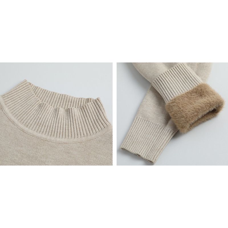 One-piece Fabric Fleece Sweater For Women Winter 2025 New Thickened Half-high Collar Base Layer Trendy_voghion.com