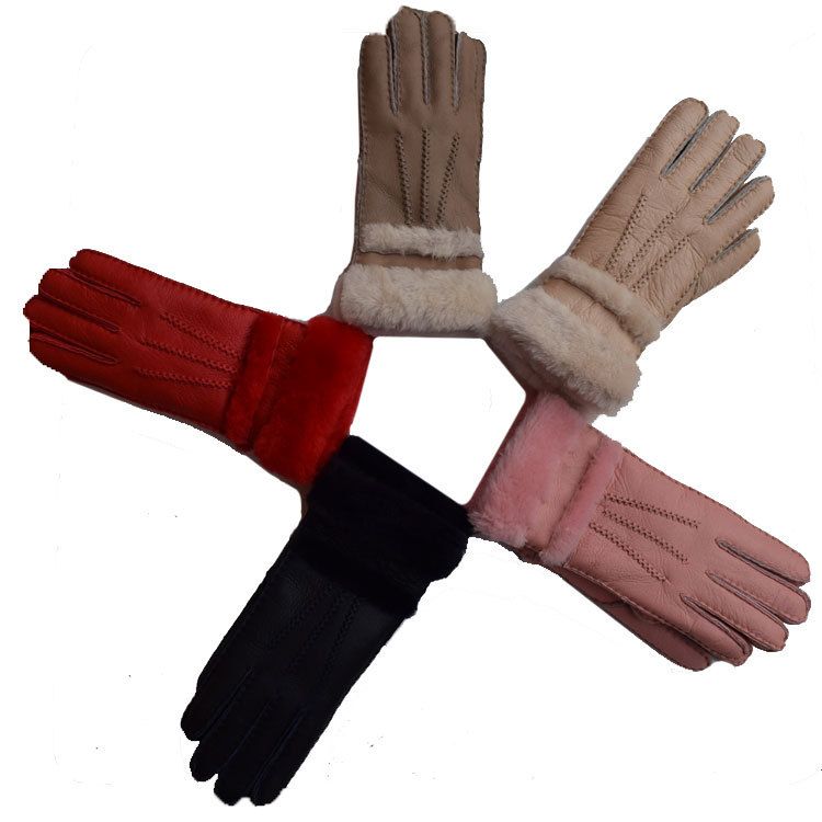 Genuine Sheepskin For Women Winter Warm Casual Patent Leather Riding Gloves_voghion.com