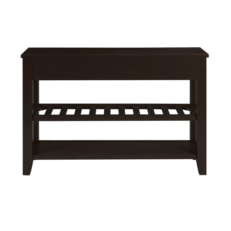 Retro Design Console Table With Two Open Shelves, Pine Solid Wood Frame And Legs For Living Room_voghion.com