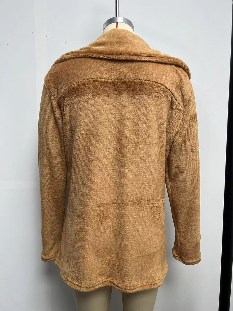 Women's Clothing Autumn and Winter Jacket Sexy Plush Lapel Slim Jacket_voghion.com