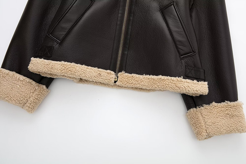 2022 Winter New Coat Women Double Sided Short Jacket Vintage Long Sleeve Fleece Warm Outerwear Female Fashion Streetwear_voghion.com