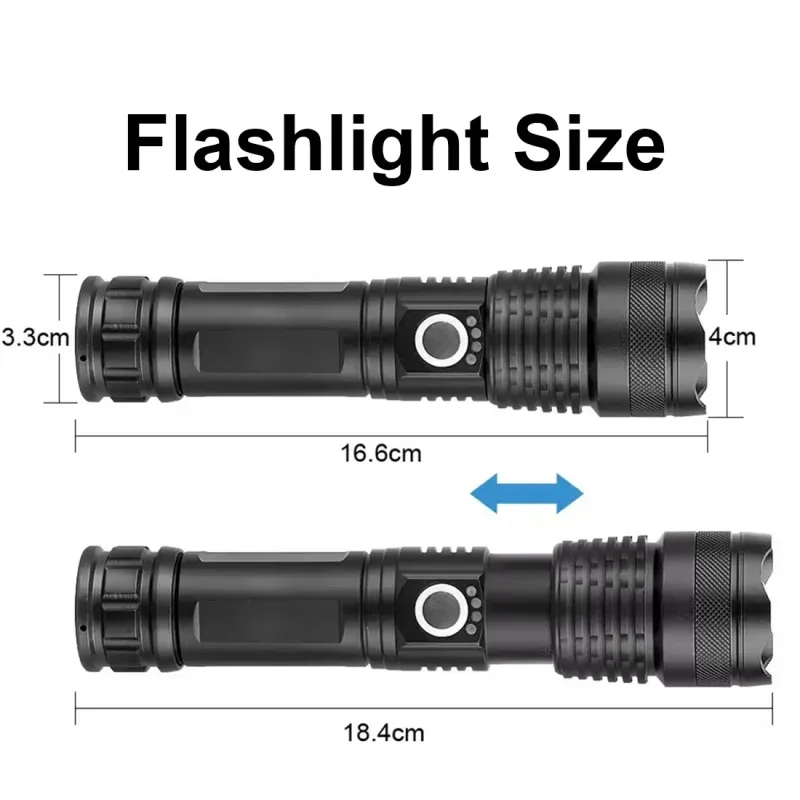 Wiederaufladbare Taschenlampen, Leistungsstarke Taktische LED-Taschenlampe, Superhelle Tragbare Jagd-Taschenlampe Für Notfallwandern_voghion.com