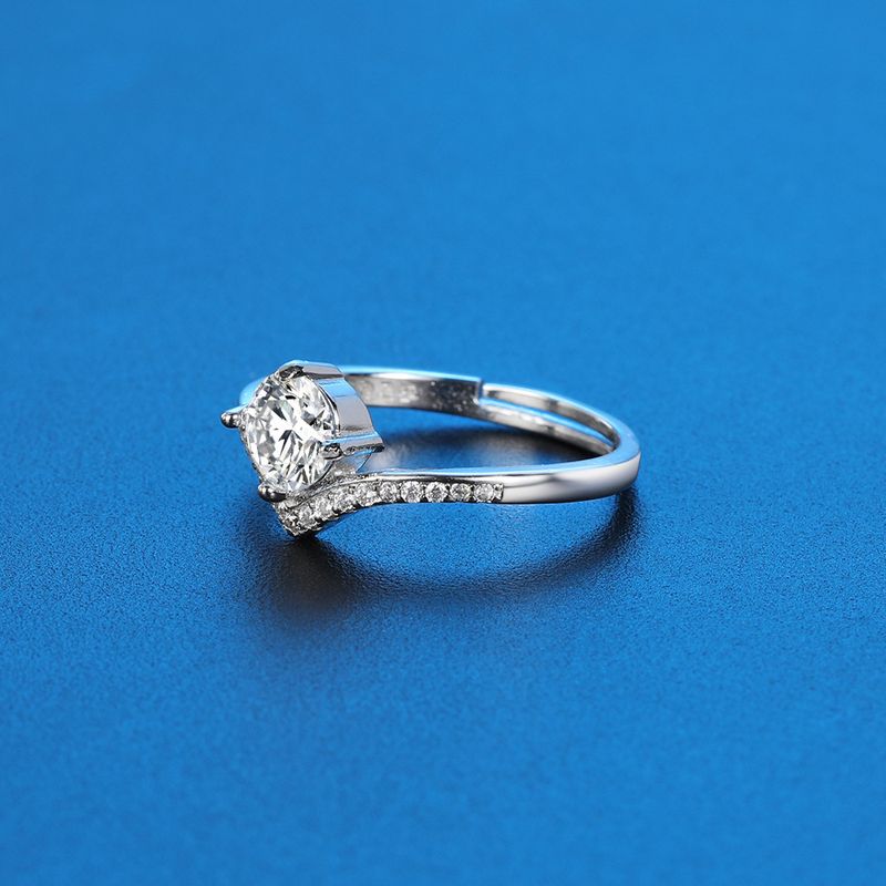 Whi Copper S Silver Ring For Women, Open Six-Prong, Inrnet Celebrity Live Streaming Zircon_voghion.com