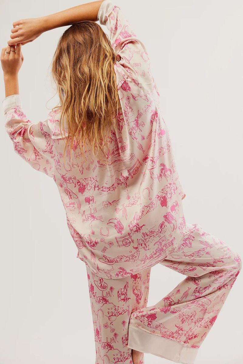 Damen Nachtwäsche Pyjamas Lose Home Kleidung Langarm Hemd Hosen Set Damenbekleidung_voghion.com