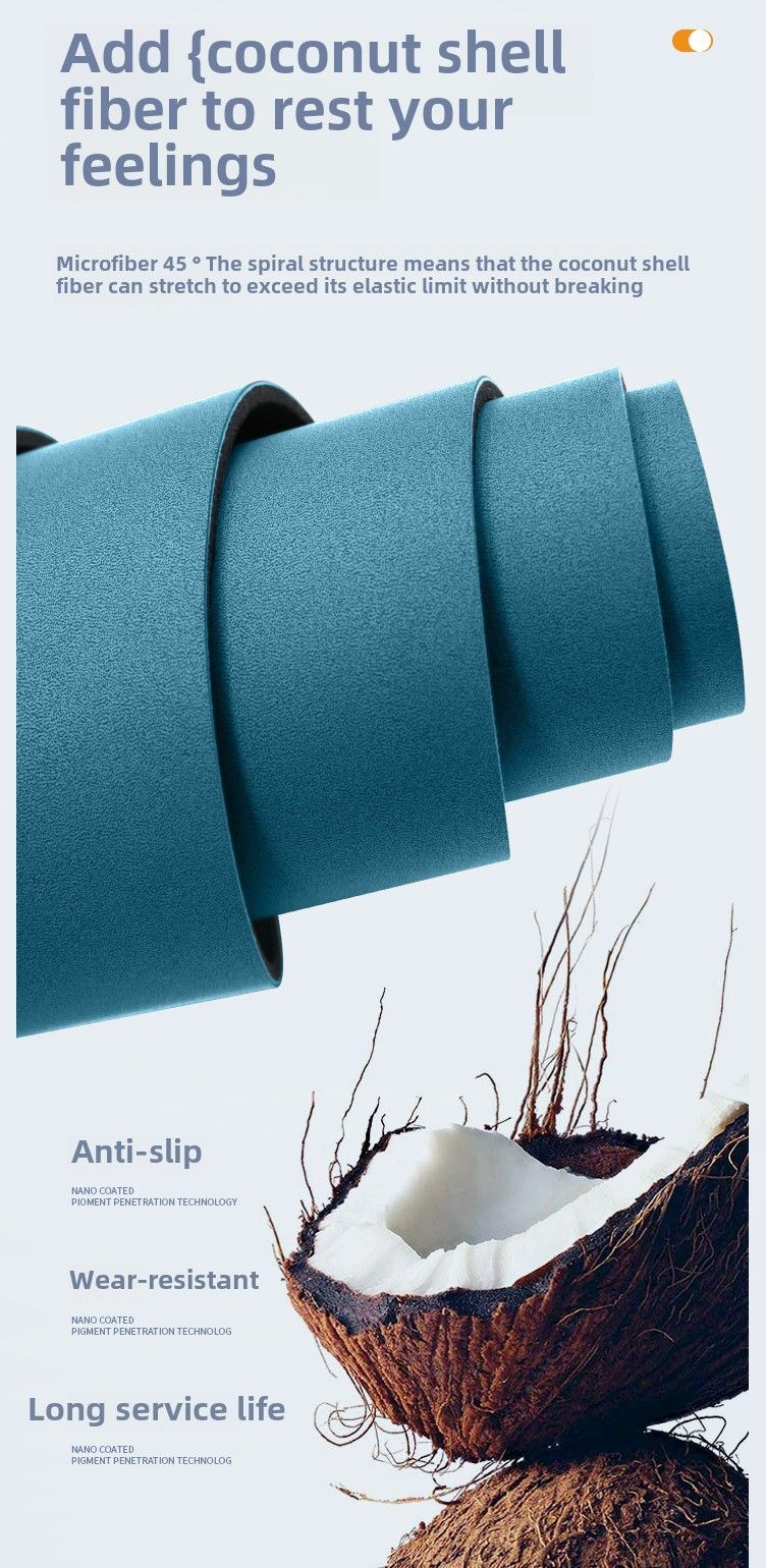 Yogamatten Kokosfaser PU Naturkautschuk Yogamatte 5mm Oval Schweißabsorbierende rutschfeste Matte_voghion.com