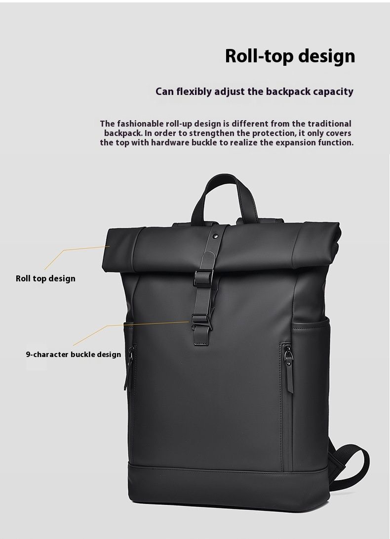 Mochila Roll Top Outdoor Impermeável Resistente a Arranhões Mochila de Computador Trabalho Viajante Viagem Grande Capacidade Mochila de Estudante Masculino Feminino_voghion.com