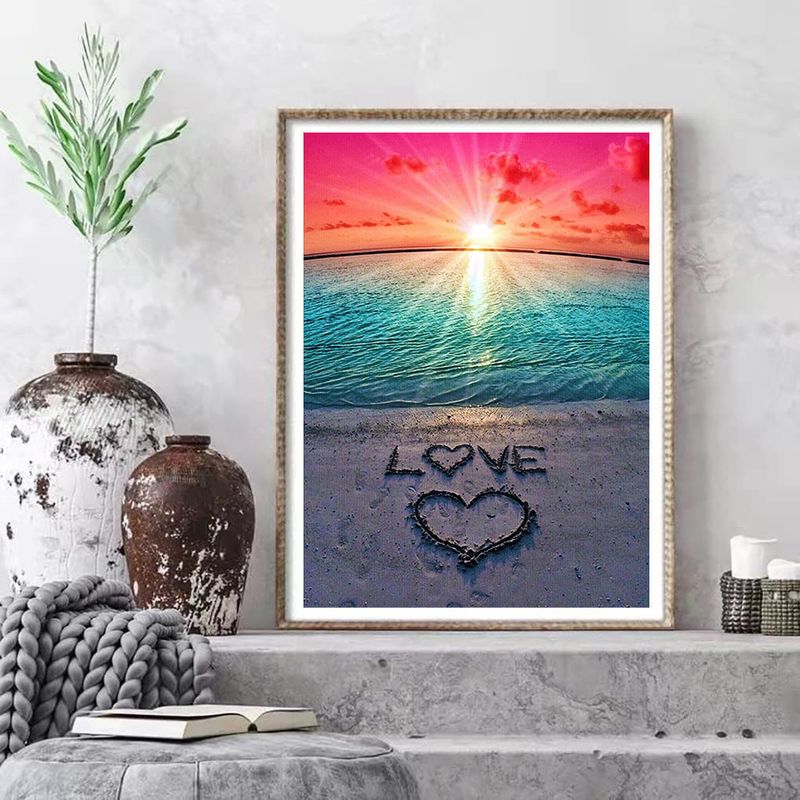 Pittura a diamante 5D piena di diamanti paesaggio marino spiaggia cristallo pietra ricamo a diamante fai da te_voghion.com