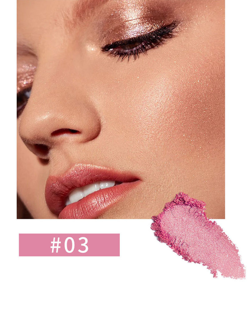 Poudre de fard à joues haute brillance en relief tricolore, pétale de rose sculpté tridimensionnel, nacré, finement réparée, plaque intégrée_voghion.com