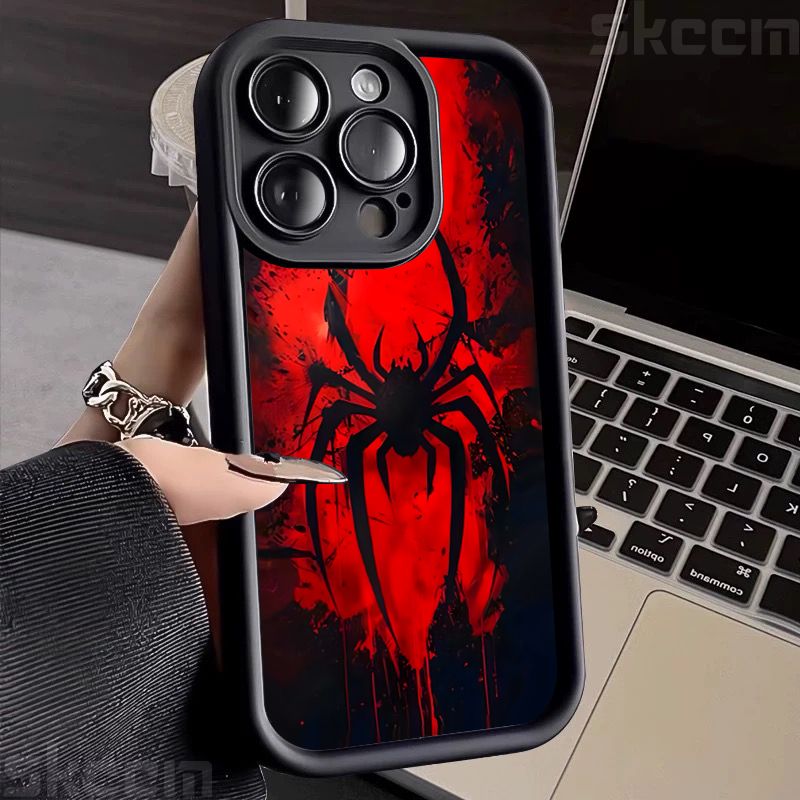 Blood Spider Pattern Design Silicone Soft Phone Case For IPhone 16 Pro Max 15 14 13 12 11 7 8 Plus X XR XS Lens Protection Cover_voghion.com