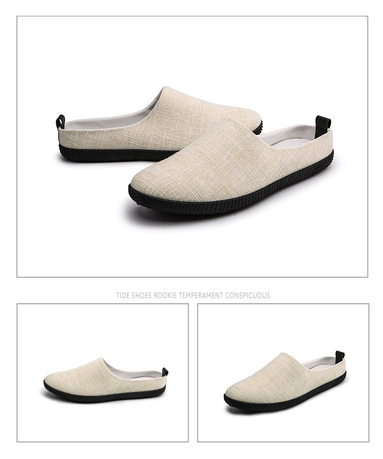 Sommer Atmungsaktive Freizeit-Slipper aus Segeltuch mit geschlossener Zehenpartie_voghion.com