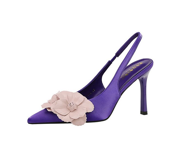 Elegante High Heels mit floralem Muster und spitzer Spitze und offenem Riemen auf der Rückseite – Damenschuhe für Bankette und besondere Anlässe, flache Einzelschuhe_voghion.com