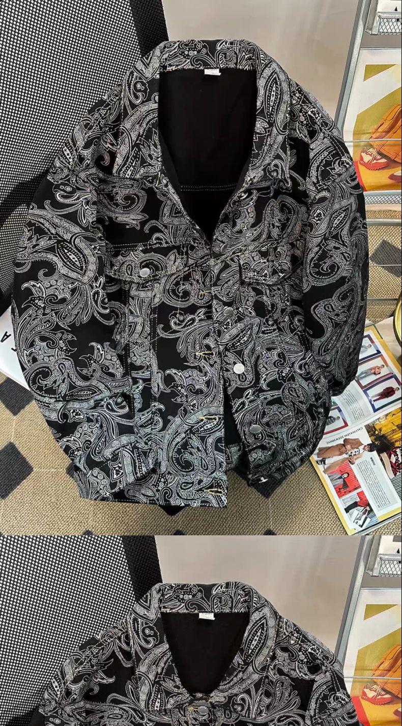 Giacca in denim stampata da uomo, giacca da uomo primavera e autunno retrò, tutti i top abbinati, giacca da marchio di moda retrò di alta strada_voghion.com