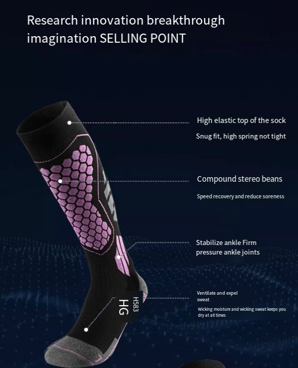 Profesjonalne skarpetki narciarskie męskie damskie zimowe do sportów na świeżym powietrzu wełniane długie pogrubione ciepłe i odporne na zimno_voghion.com