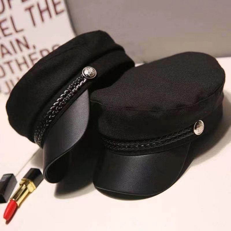 Hot Sale 1PC Women Men Spring Autumn Sailor Hats Black Ladies Beret Caps Flat Top Captain Cap Travel Cadet Octagonal Hat_voghion.com