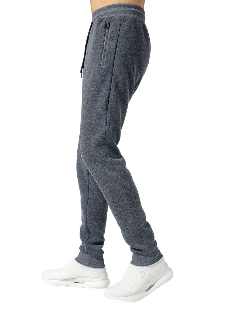 Herren Fleece-Jogginghose – Stretch-Sweathose mit Reißverschluss für Fitnessstudio, Laufen und Freizeit (S-3XL, Schwarz/Grau)_voghion.com