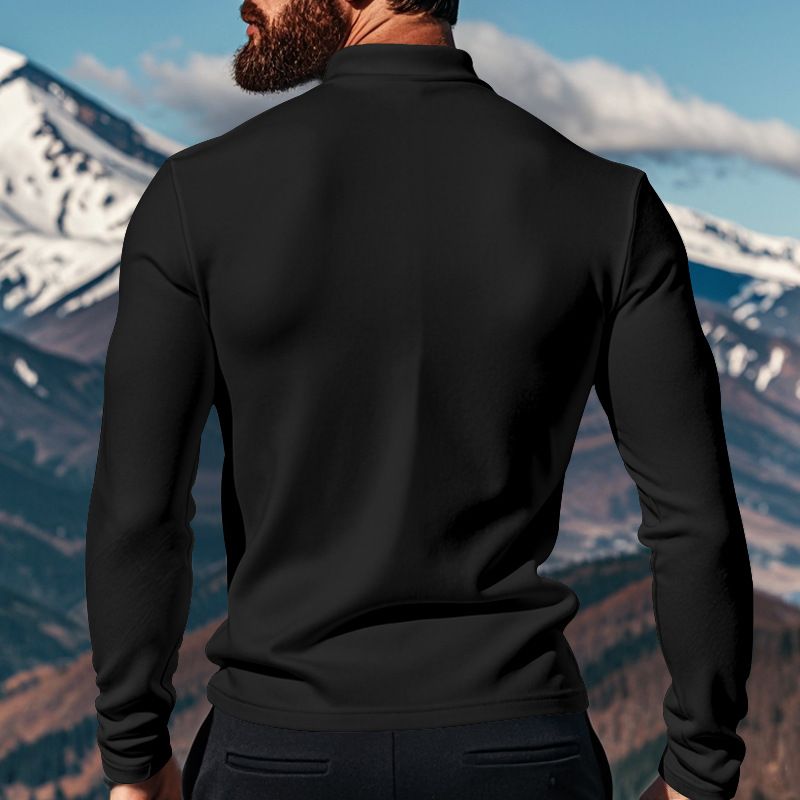 Autumn Winter Thermal Long Sleeve T-Shirt Skin-Friendly Soft Base Layer Half Turtleneck Men's Three-Piece Set_voghion.com