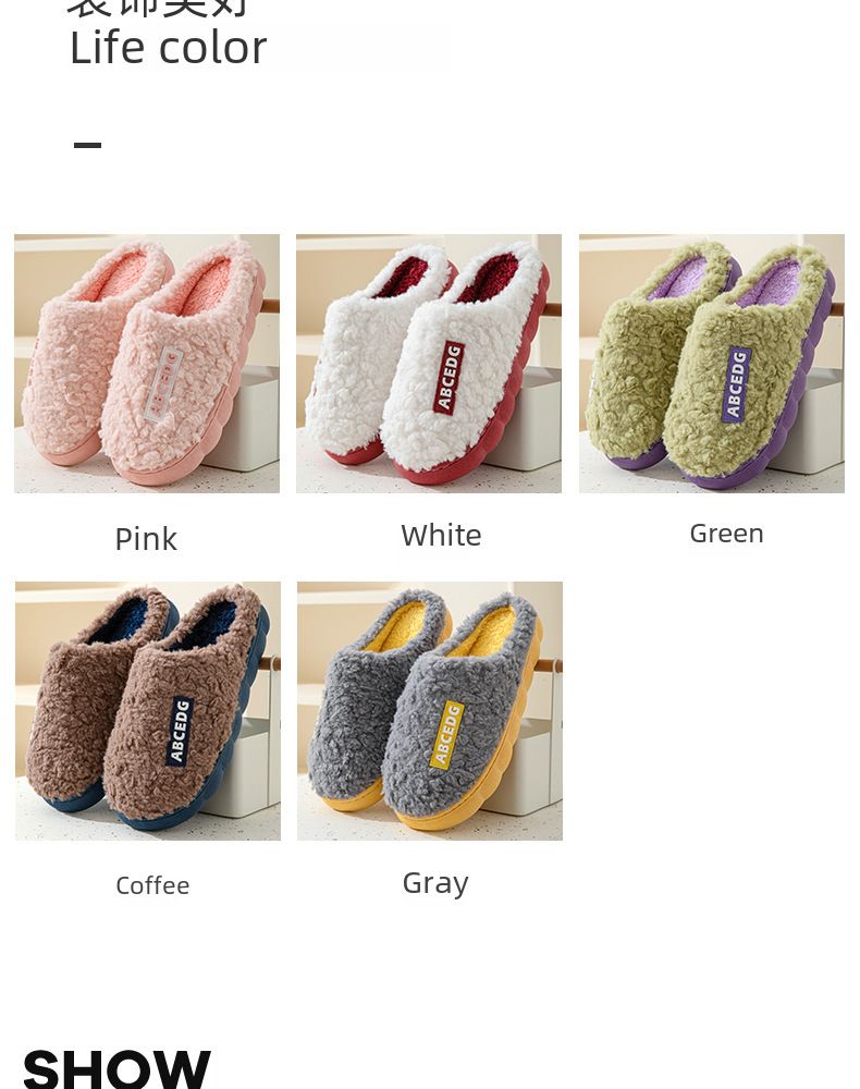 Online Promi Paar Herbst und Winter Baumwolle Hausschuhe Herren Indoor Home Warm Verdickt Confinement Outdoor Furry_voghion.com