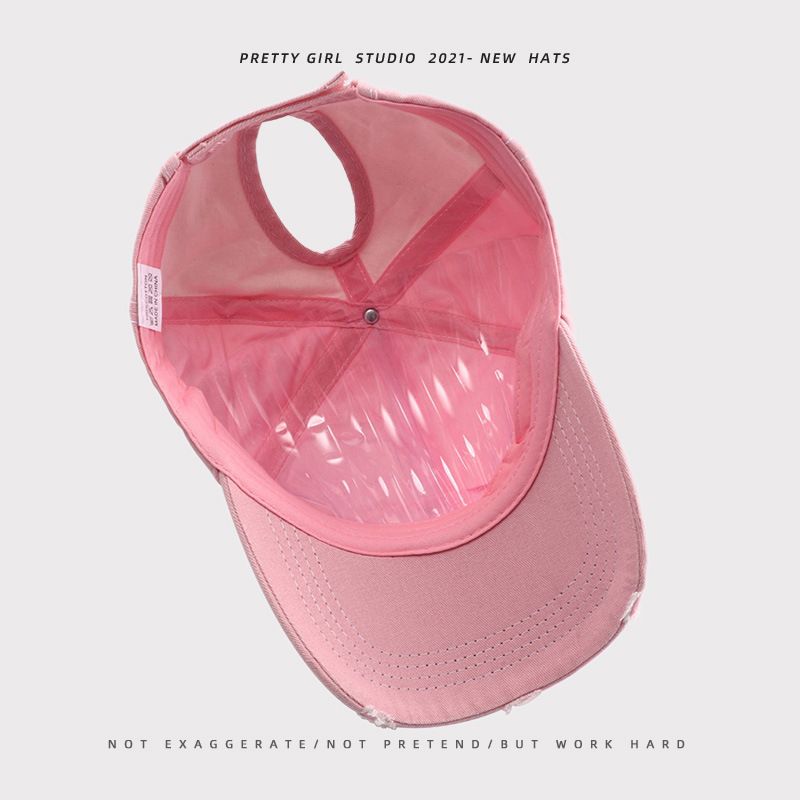 Hat female summer sun hat new solid color duck tongue cap Korean soft top washed do old baseball cap_voghion.com