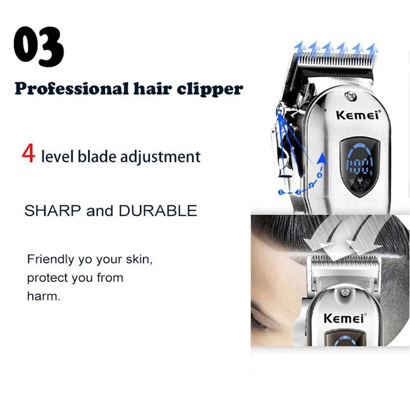 KM2010 Tuhao Gold Barber Electric Pusher Carbon Steel Knife Head Adjustable Knife Head Charging Electric Pusher_voghion.com