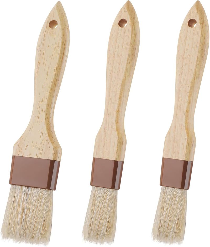 3 Natural Bristle Pastry Brushes - Butter/Marinade BBQ_voghion.com