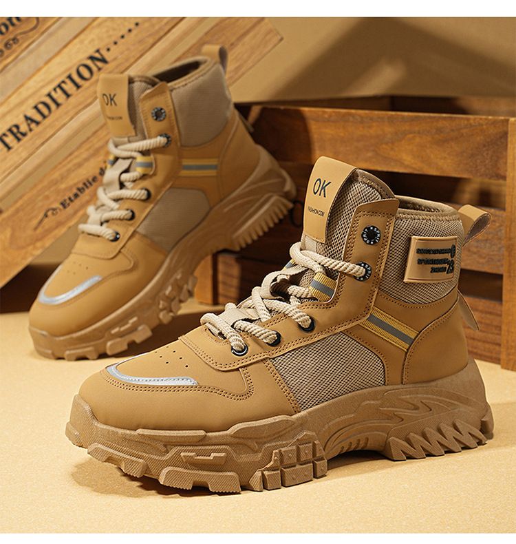 Martin Boots Men's Shoes Retro Tooling Shoes Men's Non-slip Platform Sports Short Boots_voghion.com
