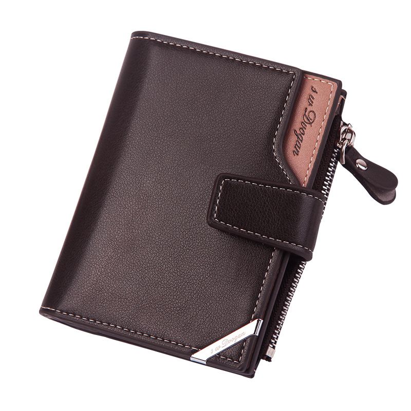Hengsheng - Nueva cartera corta para hombre, estilo moderno, con múltiples ranuras para tarjetas, gran capacidad, mate, suave, con clip para billetes_voghion.com
