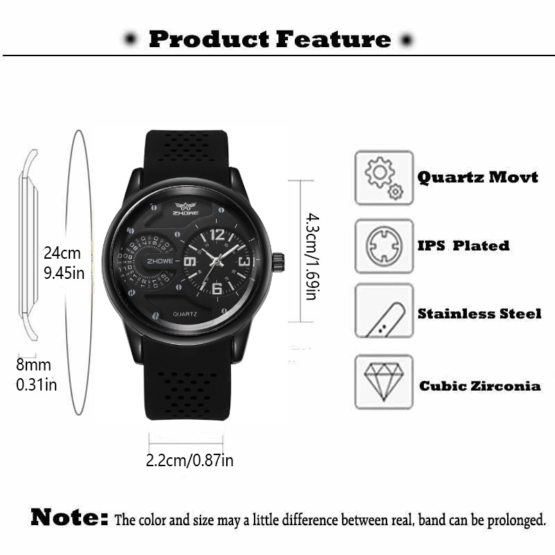 Nuovo orologio sportivo da uomo al quarzo con cinturino in silicone con decorazione personalizzata a doppio quadrante per orologi di tendenza per studenti_voghion.com