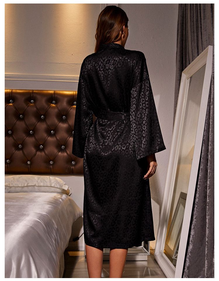 RYYD Black Lace Robe - Ice Silk|Cardigan Style|Sexy Nightwear_voghion.com