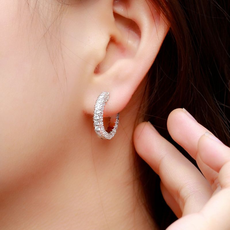 1 Paar Ohrringe für Hochzeiten, Brautschmuck, koreanischer Stil, Kreiseinlage, Kupfer-Zirkon, 14 Karat vergoldet, weißvergoldet_voghion.com