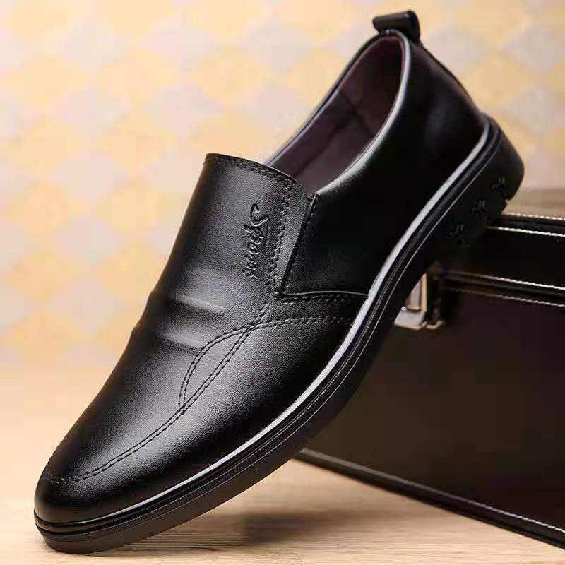 Euro Step Men's Breathable Casual British Style Business Leather Trendy Versatile Soft Sole Work Shoes_voghion.com