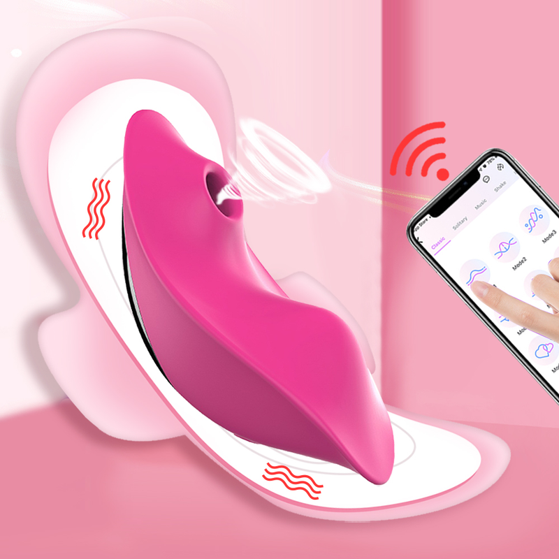 Draagbare Bluetooth vlinderzuigvibrator voor vrouwen Draadloze APP afstandsbediening Trillende slipjes Dild_voghion.com