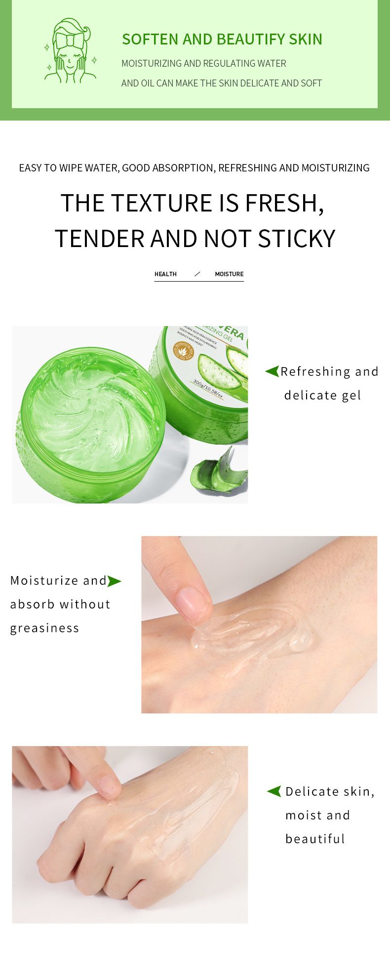 SADOER Aloe Vera Gel - Moisturizing And Soothing Skin Care With Natural Ingredients For Acne And Dryness Relief_voghion.com